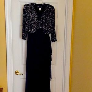 Black and gold evening dress